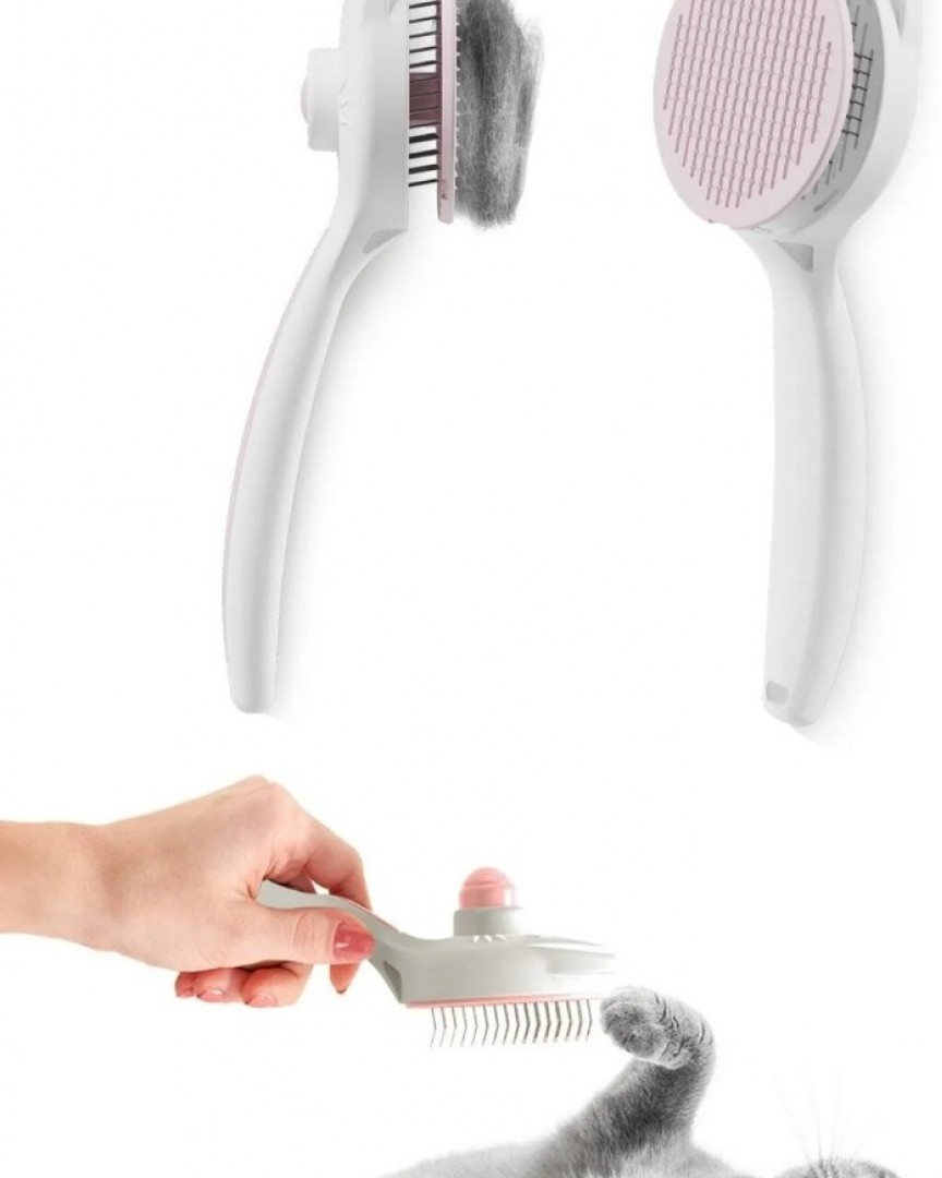 Kedi Köpek Tarağı – Otomatik Temizlenen Düğmeli Evcil Hayvan Tarağı, Masaj Etkili Yumuşak Tarama Fırçası, Kolay Temizlenen Pratik Kedi Tarak Fırçası (PEMBE) ATAPET