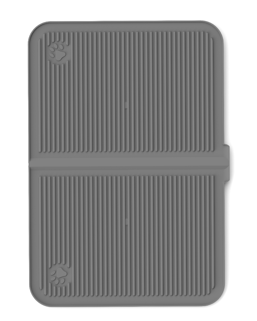 Silikon Kum Ve Mama Matı Havuzlu Yıkanabilir Kedi Tuvaleti Önü Kedi Kumu Paspası Büyük Boy 40x60 ( Antrasit )