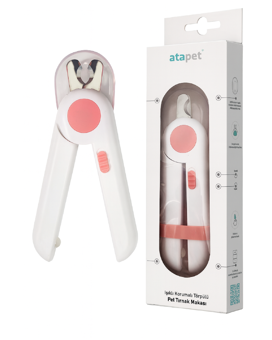LED Işıklı Kedi Tırnak Makası – Güvenli Kedi Tırnak Kesimi ve Kedi Tırnak Kesme aleti, Kedi Tırnak Törpüsü ve Köpek Tırnak Törpüsü Dahil (Pembe) ATAPET