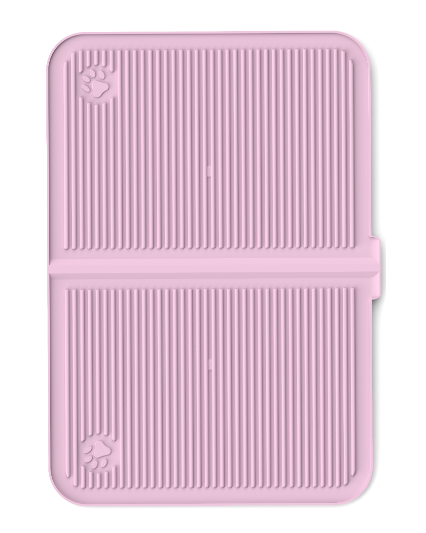 Silikon Kum Ve Mama Matı Havuzlu Yıkanabilir Kedi Tuvaleti Önü Kedi Kumu Paspası Büyük Boy 40x60 ( Pembe )