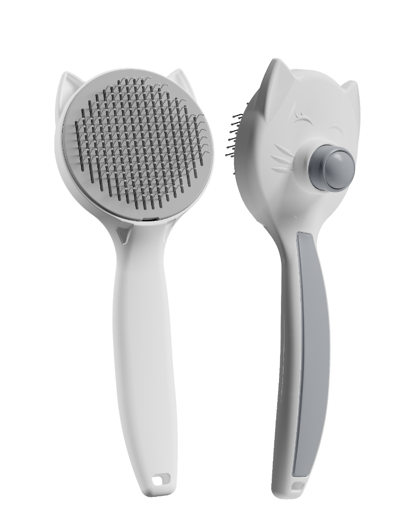 Kedi Köpek Tarağı – Otomatik Temizlenen Düğmeli Evcil Hayvan Tarağı, Masaj Etkili Yumuşak Tarama Fırçası, Kolay Temizlenen Pratik Kedi Tarak Fırçası (GRİ) ATAPET