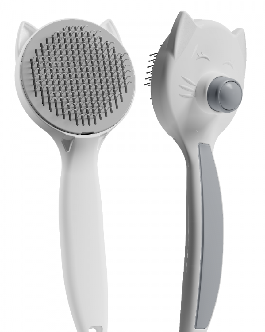 Kedi Köpek Tarağı – Otomatik Temizlenen Düğmeli Evcil Hayvan Tarağı, Masaj Etkili Yumuşak Tarama Fırçası, Kolay Temizlenen Pratik Kedi Tarak Fırçası (GRİ) ATAPET